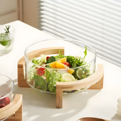 Glass Bowl & Wooden Base